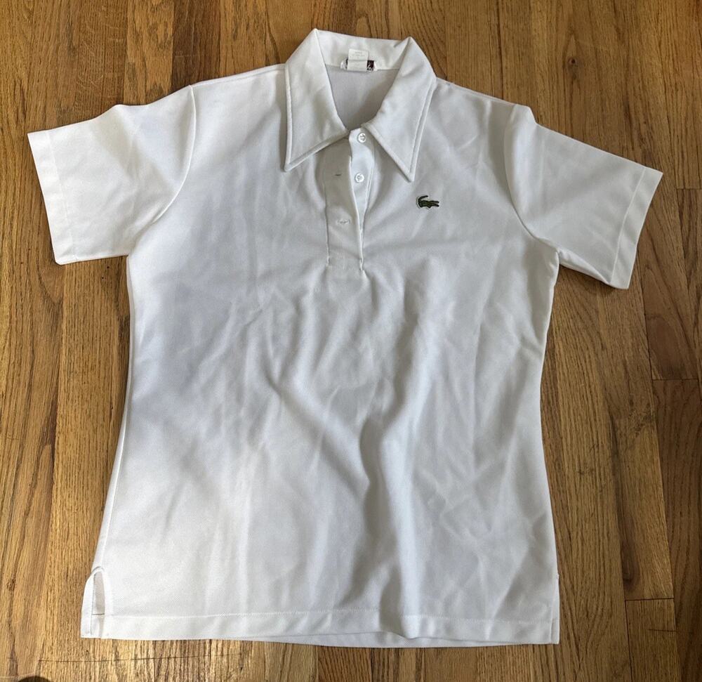 Vintage 70s Haymaker Women’s White Dacron Polyester Polo Shirt Preppy Golf M/L